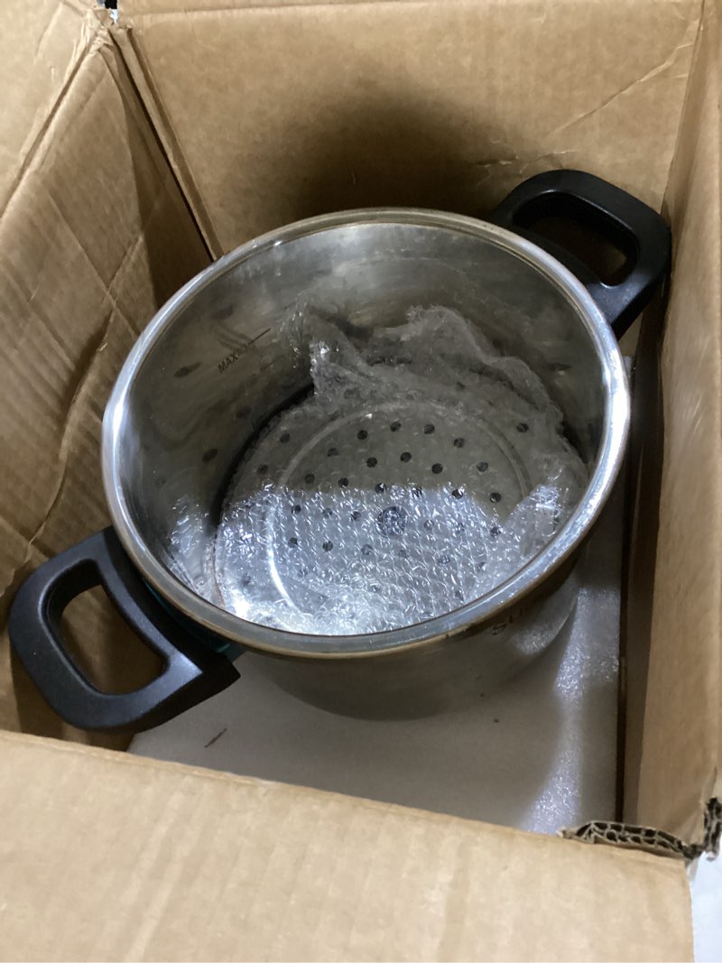 Condition photo showing Good Condition for 18/8 Stainless Steel Pressure Cooker 6 Quart, [One-Hand Locking] Olla de Presion, [3-In-1] Pressure Cooker, Includes Glass Lid & Steamer, Induction Compatible, Gas Stovetop Compatible 6 Quarts