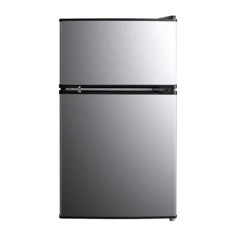 mainstays 3.2 cu ft 2-door compact refrigerator with freezer, stainless steel, mini fridge for dorm, apartment & office