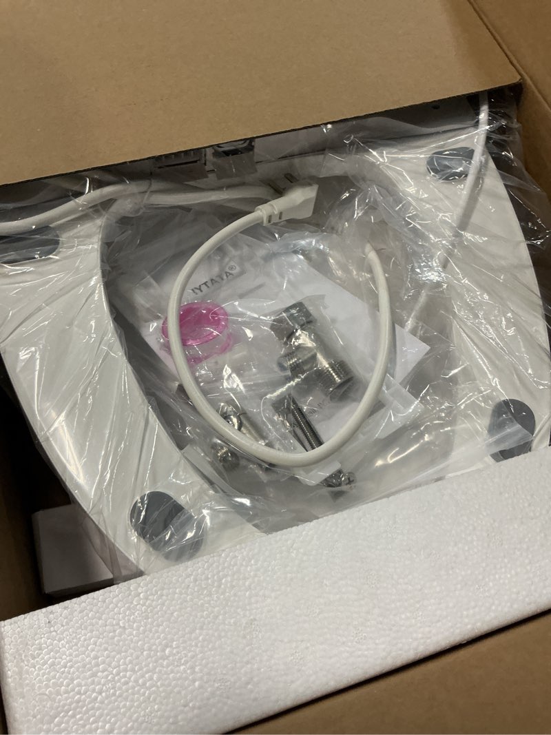 Condition photo showing New/Like New for electric bidet toilet seat, elongated, warm water with air dryer, heated seat and slow close lid, front and rear wash, led nightlight, wireless remote, white, 101 oval