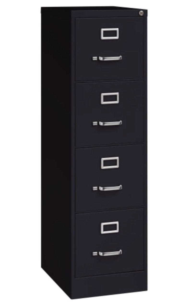 WorkPro 22"D Vertical 4-Drawer Letter-Size File Cabinet, Metal, Black