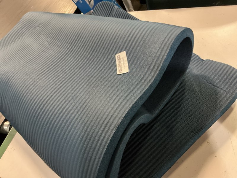 Condition photo showing As Is for retrospec solana yoga mat 1" thick w/nylon strap for men & women - non slip exercise mat for home yoga, pilates, stretching, floor & fitness workouts ocean blue 1 inch