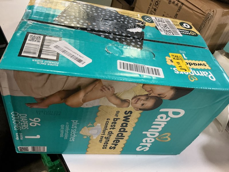 Condition photo showing New/Like New for pampers swaddlers diapers, size 1 (8-14 lbs), 96 count, absorbent, keeps baby dry and comfortable, skin safe disposable baby diaper (packaging may vary) size 1 96