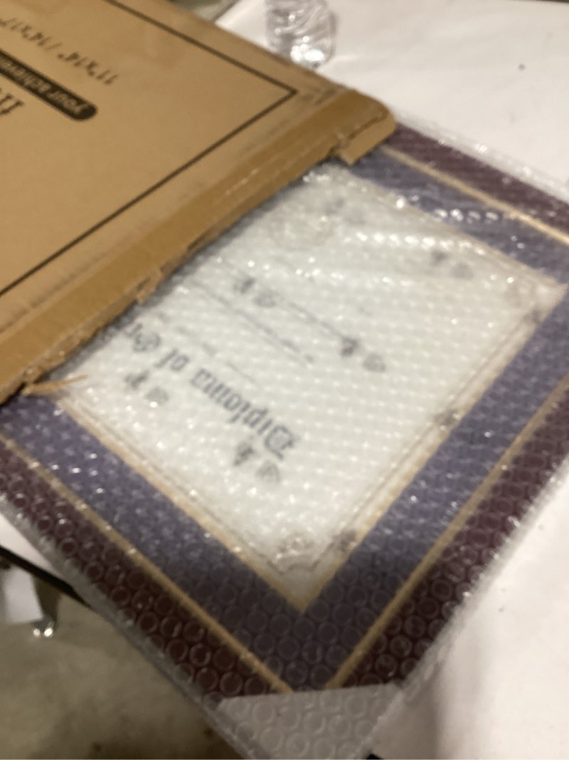 Condition photo showing Good Condition for GMFrames 11x14 Wood Diploma Frame with Purple Mat or Display 14x17 Certificates without Mat,UV Protection Acrylic,Cherry Finish with Gold Trim Cherry 14x17 for 11x14 with Purple Mat