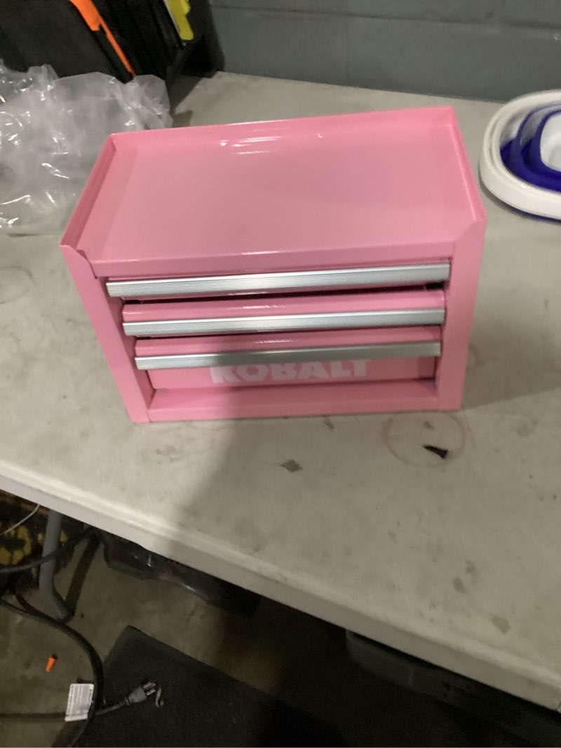 Condition photo showing As Is for kobalt portable mini base toolbox 11.1-in w x 7.36-in h x 6.14-in d pink steel tool box item #6241743 | model