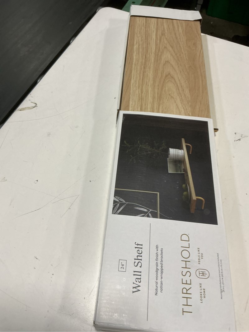 Condition photo showing Good Condition for floating shelves oak 24 inches natural wood wall shelf wall mounted rustic floating shelf with brackets for bedroom living room bathroom kitchen office wall storage shelf