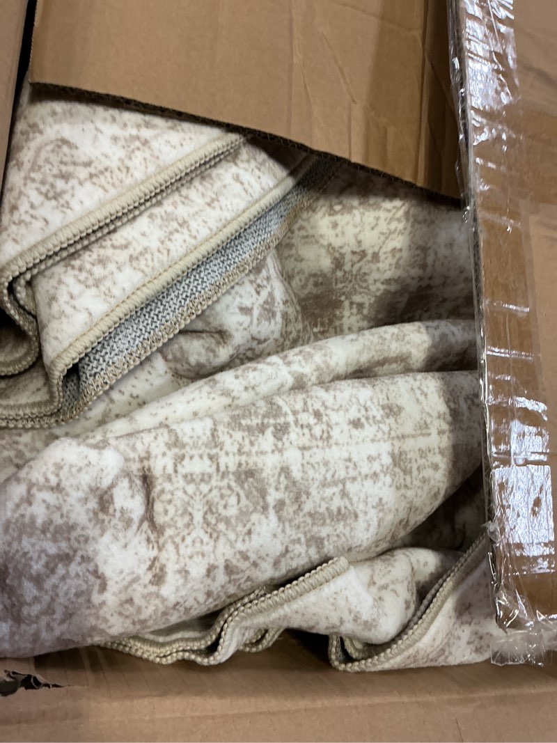 Condition photo showing As Is for 9x9 Beige Round Rug 9ft Living Room Circle Rug Vintage Round Area Rug Non Slip Indoor Carpet for Apartment Beige 9' (Round)