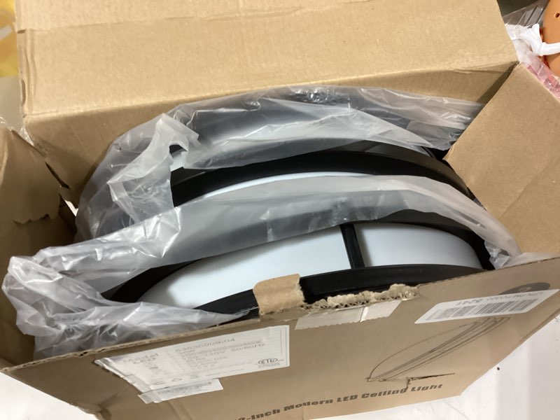 Condition photo showing Good Condition for 2-Pack 36W LED Flush Mount Ceiling Lights, 3200LM Black Ceiling Light Fixtures, 5 Color in One (2700K/3000K/4000K/5000K/6500K), 12'' Modern Round Ceiling Lamp for Kitchen Hallway Stairwell Offices 5CCT-Black 12 Inch-36W-2 Pack