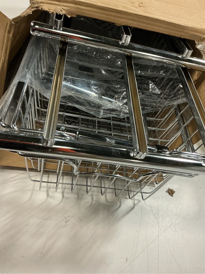 Condition photo showing Good Condition for simple houseware stackable 3 tier sliding basket organizer drawer, chrome 3-tier chrome
