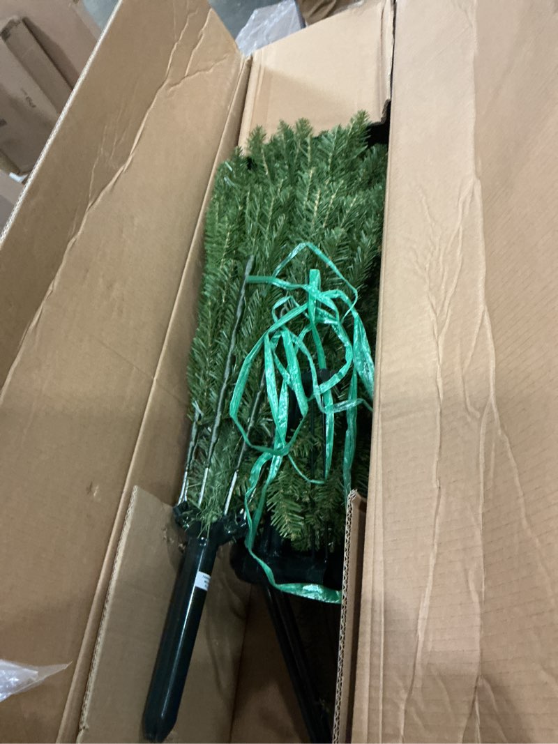 Condition photo showing New/Like New for national tree company 6.5 ft unlit dunhill fir slim artificial christmas tree, 1,184 tips, includes stand, green 6ft 6in