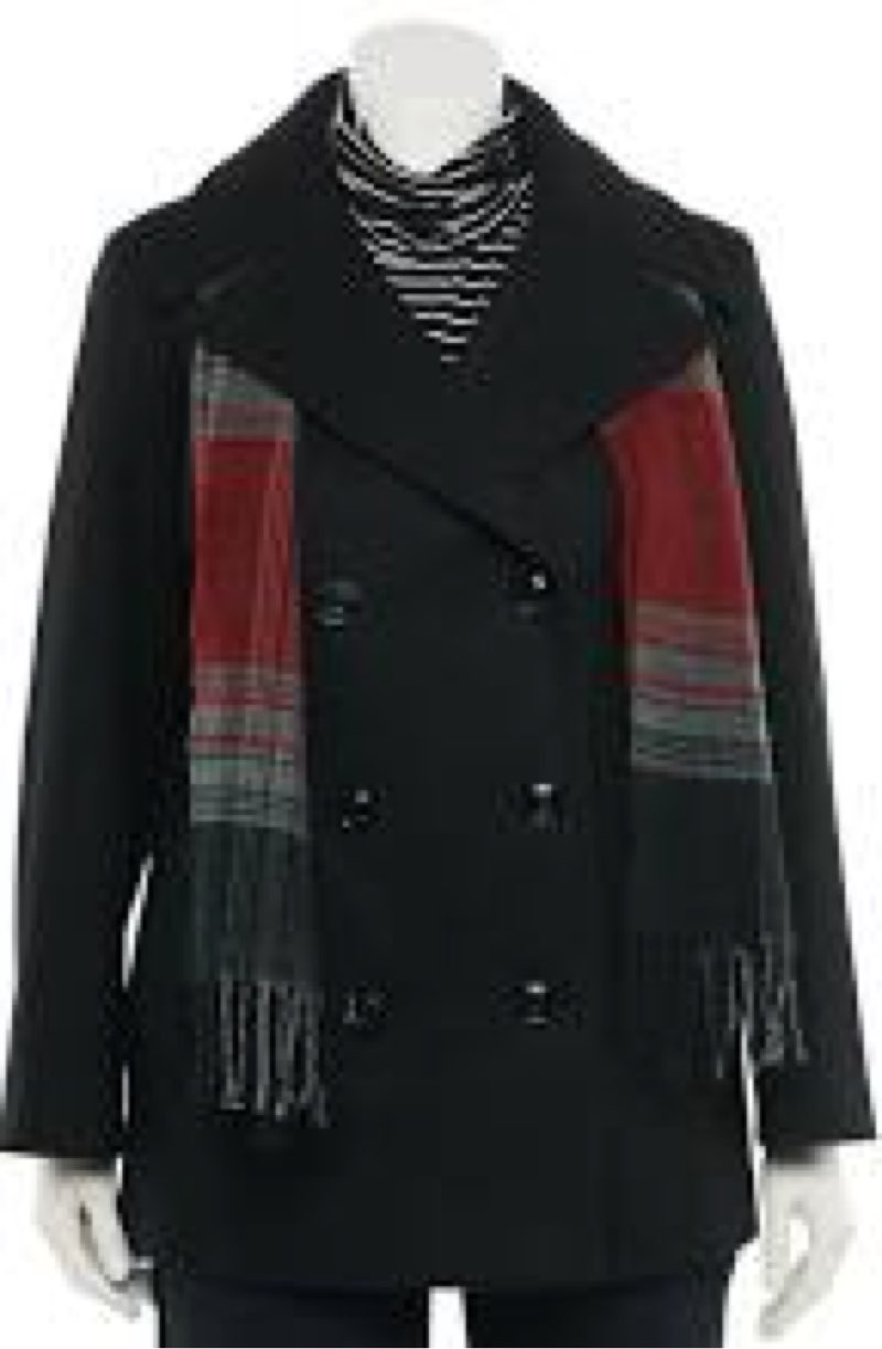 LONDON FOG womens Single-breasted Wool With Scarf Pea Coat, Black, Medium US