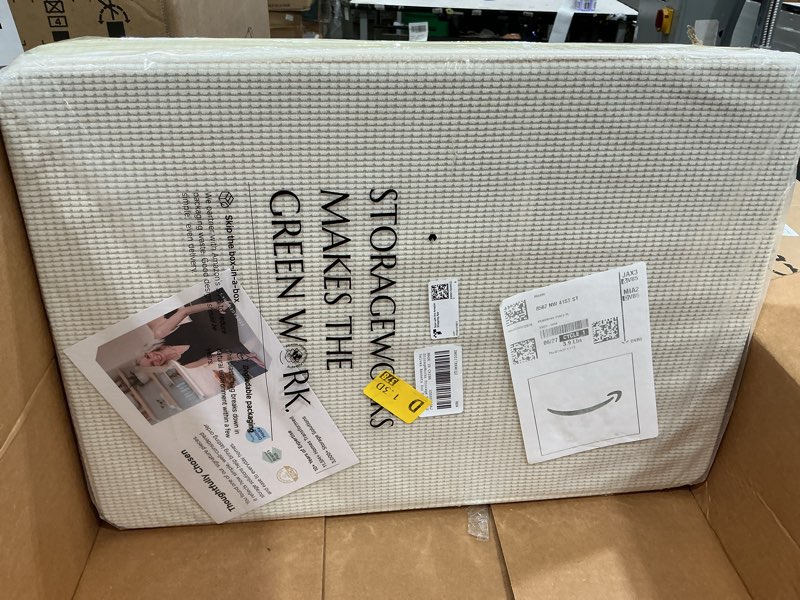 Condition photo showing Good Condition for storageworks storage bins, shelves baskets for organizing, 45l extra large fabric closet organizers with handles, metal frame, beige-texture, 2-pack beige?texture? 19" l x 13 ¼" w x 11" h