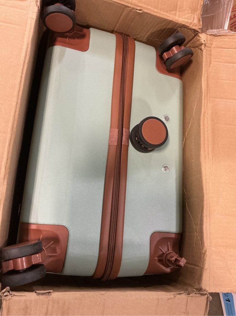 Condition photo showing As Is for neisia luggage sets, suitcase with spinner wheels, pc+abs hardshell travel luggage set with tsa locks,lightweight rolling luggage?carry on suitcase with ykk zippers green 6 piece sets ?14/20/24/28/db/tb) green