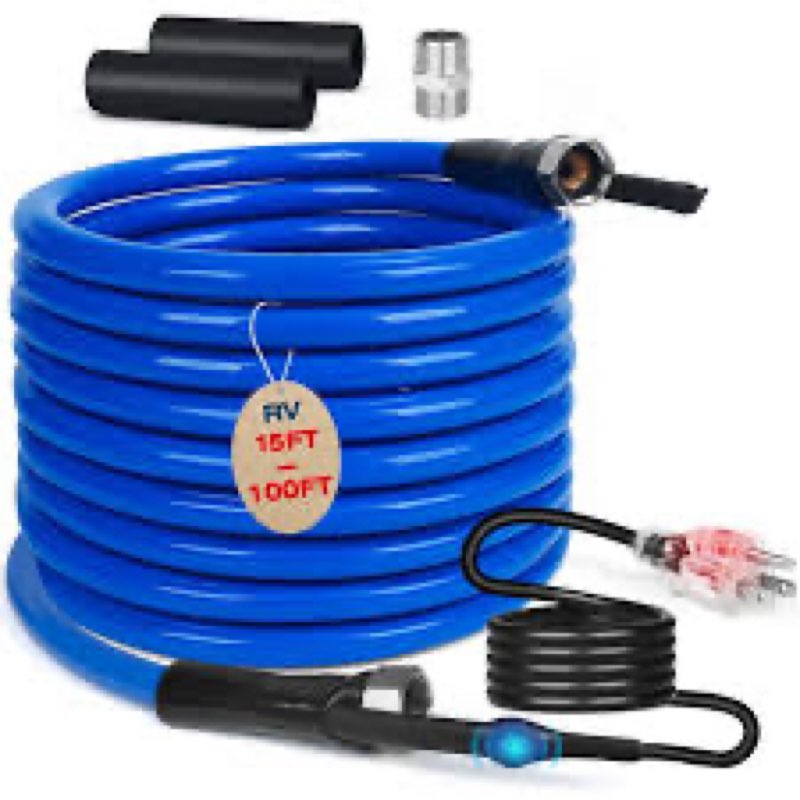 75ft heated water hose for rv,heated drinking water hose with thermostat,lead and bpa free,1/2"inner