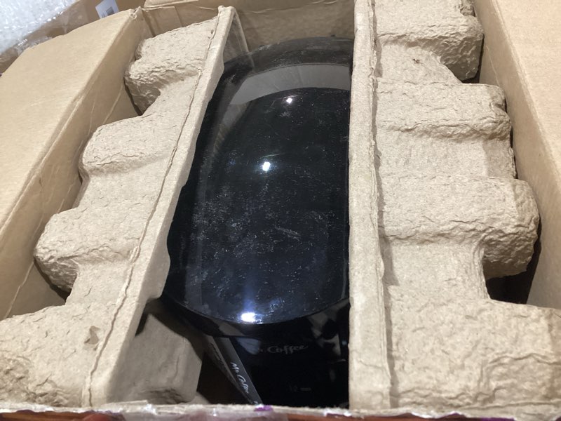 Condition photo showing New/Like New for Mr. Coffee Black Coffee Maker, 12 Cups, with Auto Pause and Glass Carafe, Perfect for Home and Office Use