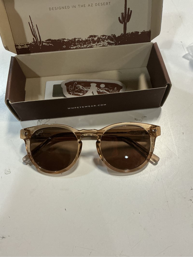 Condition photo showing Good Condition for wearme pro round polarized sunglasses for women - retro classic uv400 protection for driving & everyday wear light crystal brown / brown lens