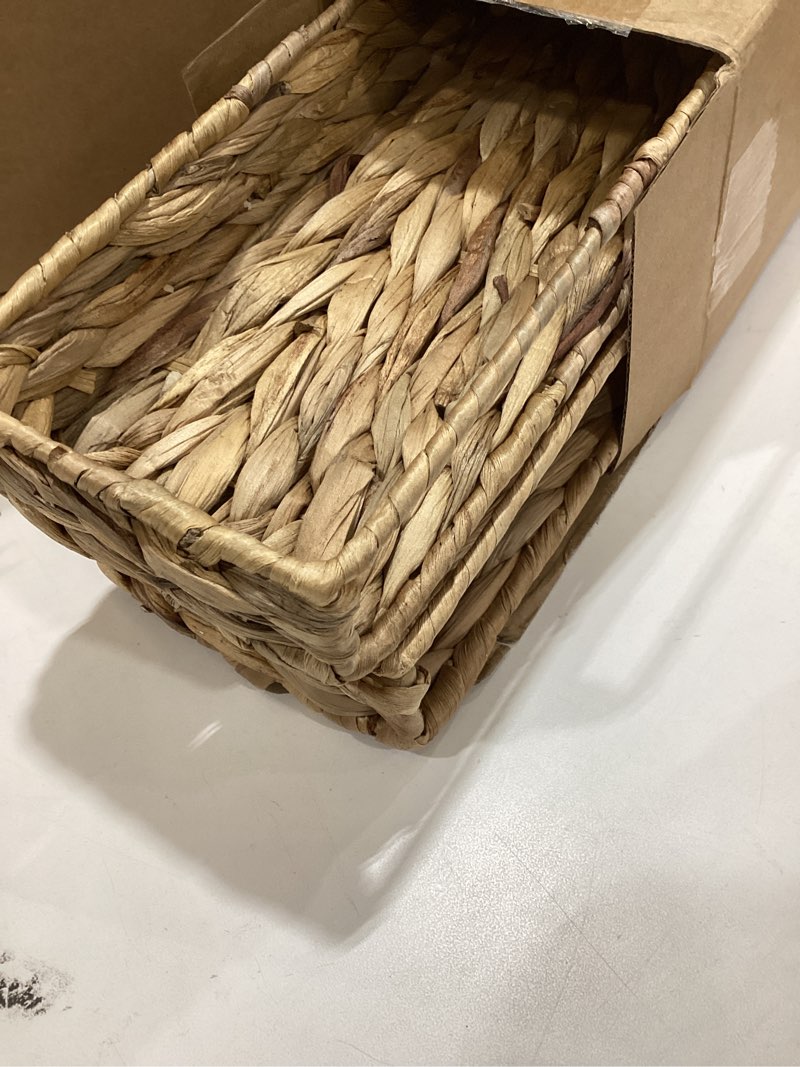 Condition photo showing Good Condition for Pinkunn 2 Pack Handwoven Water Hyacinth Floating Wall Shelf 23.6 Inch Woven Wall Mounted Shelf Rustic Floating Shelves for Bathroom Bedroom Kitchen Living Room Storage Shelves Over Toilet