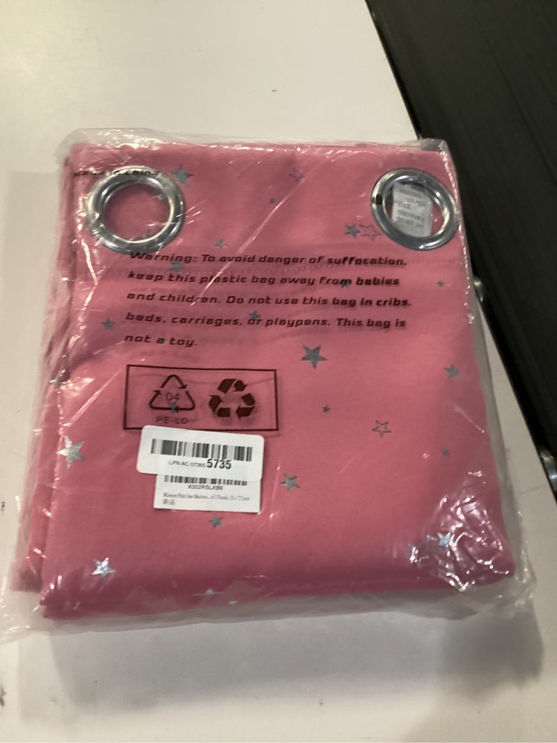 Condition photo showing New/Like New for bgment pink star blackout curtains for kid's bedroom - grommet thermal insulated room darkening printed curtains for living room, set of 2 panels, 52 x 72 inch pink star 52"w x 72"l (pack of 2)