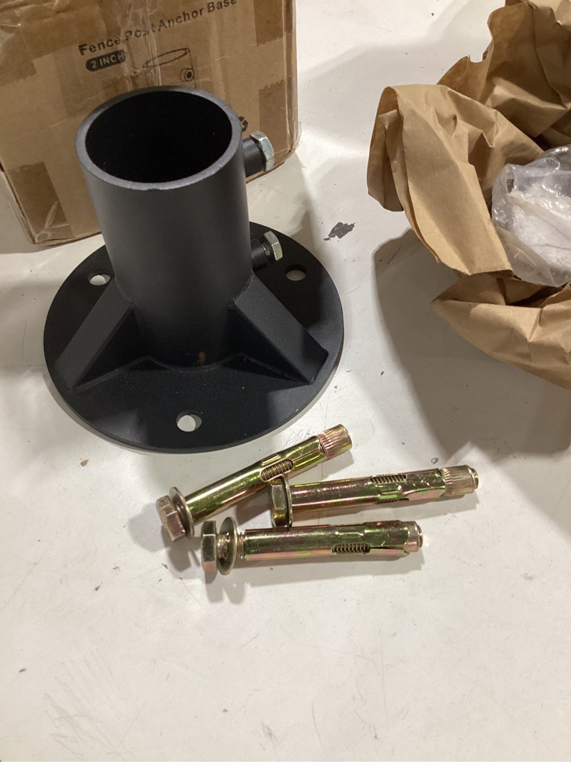 Condition photo showing Good Condition for insaga chain link fence post 2'' floor flange base, heavy duty round fence post base, chain link fence parts for metal post with floor bracket, mailbox round post mount, fit od 1-7/8'' pipe/post 1pc 2 '' posts (1-7/8'' od) 1