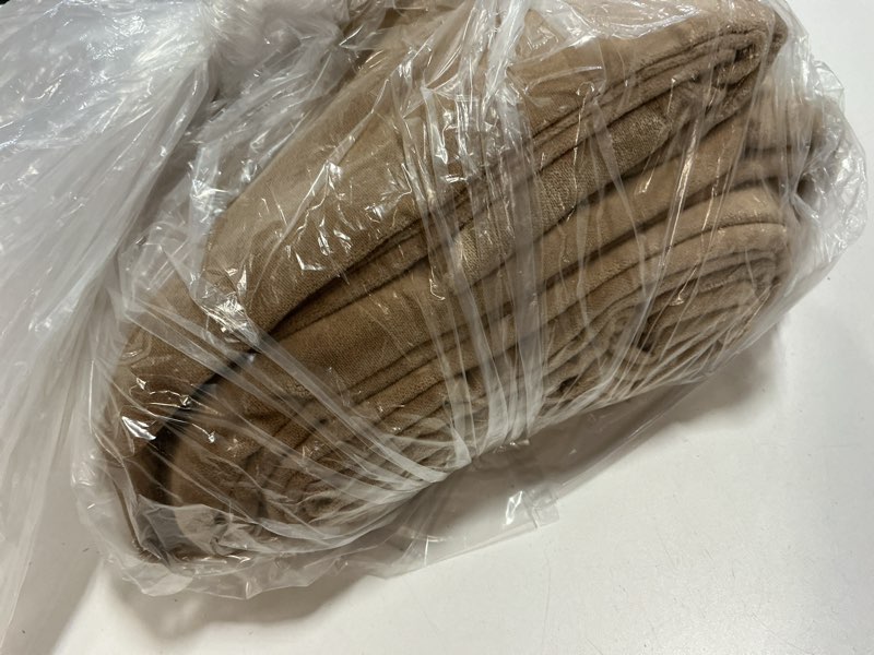 Condition photo showing Good Condition for cotton velvet room darkening curtain - single panel, 48x96, camel
