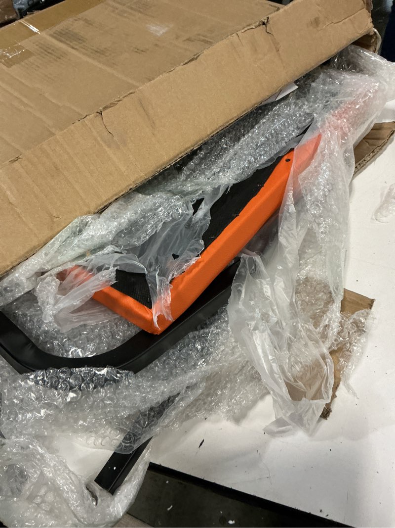 Condition photo showing Good Condition for Heavy Duty Stacking and Banquet Chair Dolly Hand Truck with Oversized Rubber Wheels and Orange Cushion for 8-10 Chairs Coated Iron Transport Cart for Events Party Hotels Church