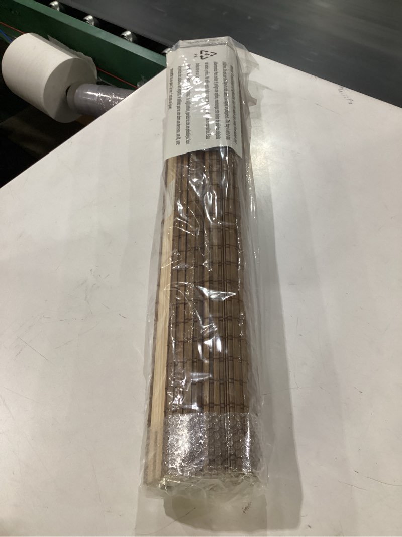 Condition photo showing New/Like New for cordless bamboo roman shades for windows, blinds size (29.5" w ×64" h) colour (highfield teak) highfield teak 29.5" w × 64" h