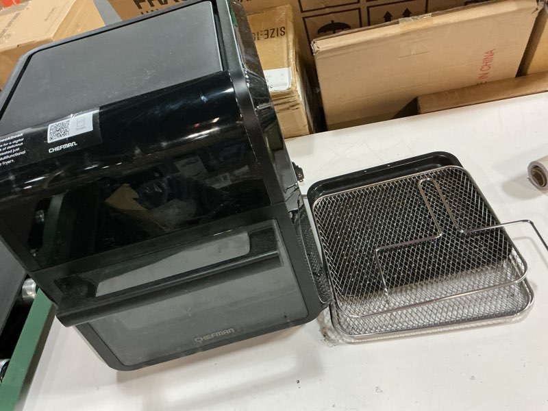 Condition photo showing Good Condition for Chefman 12-Quart 6-in-1 Air Fryer Oven with Digital Timer, Touchscreen, and 12 Presets - Family Size Countertop Convection Oven, Dishwasher-Safe Parts 12 Qt Black