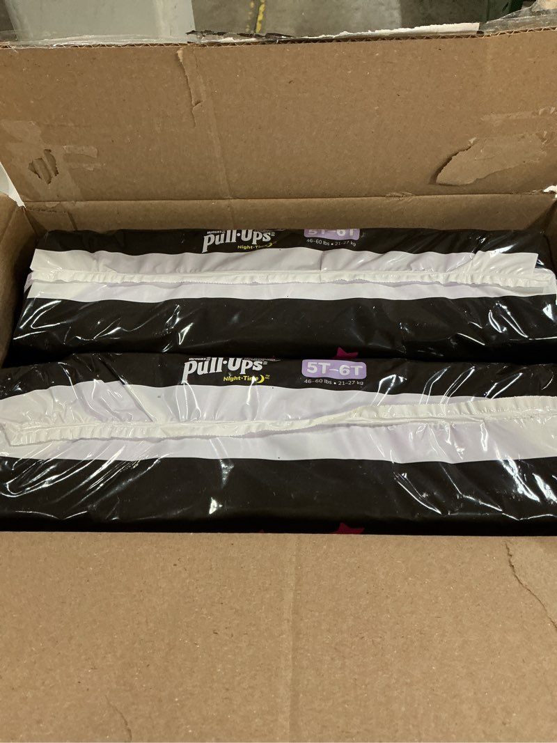 Condition photo showing New/Like New for pull-ups girls' night-time potty training pants, size 5t-6t overnight training underwear (46-60 lbs), 80 ct 5t-6t 80