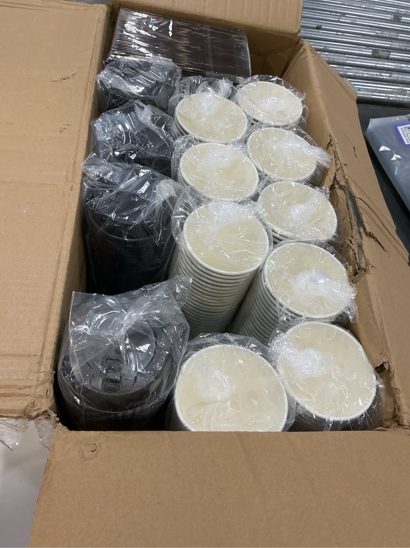 Condition photo showing New/Like New for LITOPAK 500 Pack 11 oz Disposable Coffee Cup with Lids, Sleeves, and Stirring Sticks, Black To Go Paper Coffee Cups for Home, Travel, Office, Party Black-12oz-