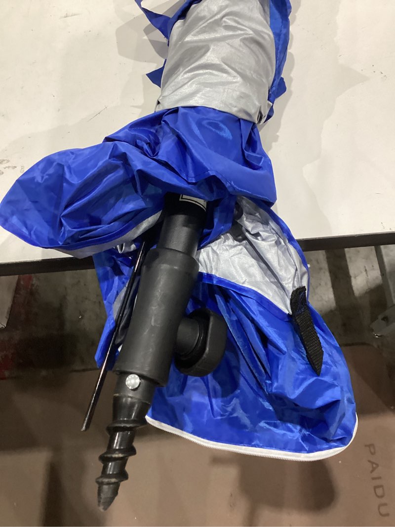 Condition photo showing As Is for sport-brella ultra spf 50+ angled shade canopy umbrella for optimum sight lines at sports events (8-foot) blue