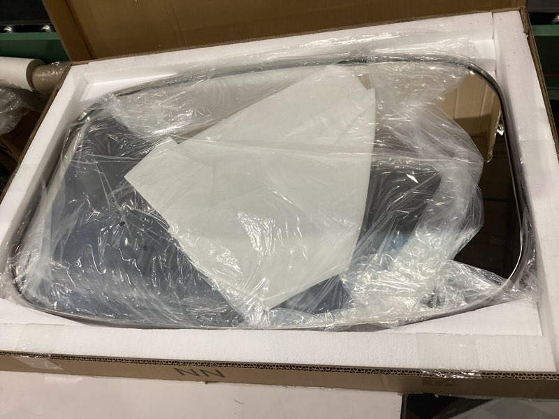 Condition photo showing New/Like New for andy star brushed nickel bathroom mirror, 20x30’’ oval mirror for bathroom, brushed nickel oblong mirror with metal frame wall mounted for living room, bedroom brushed nickel 30"l x 20"w