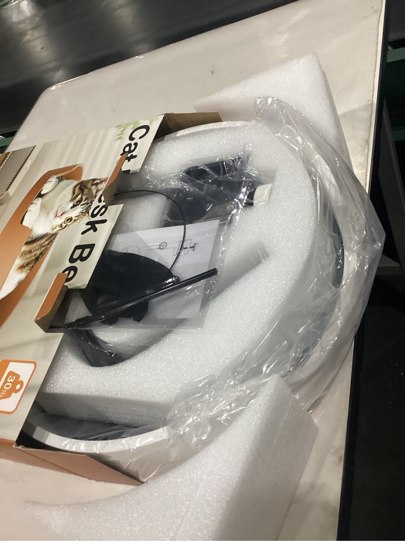 Clioran Cat Desk Bed Large Perch Nest with Teaser Easy Install,Space Saving Mount Design,Sturdy Fram White