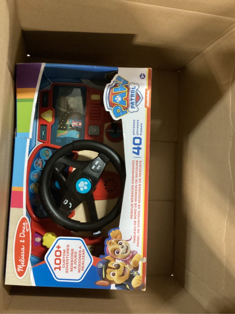 melissa & doug paw patrol rescue mission wooden dashboard – interactive steering wheel toy for pretend play driving, with lights & sounds, paw patrol toddler toys for kids ages 3+