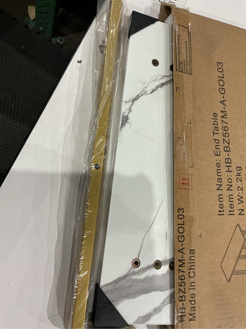 Condition photo showing Good Condition for yusong small narrow side table for small spaces, 17.7" w slim end table magazine table nighstand with storage holder, accent skinny snack couch bedside table, gold white, complete iron pipes white 17.7" w