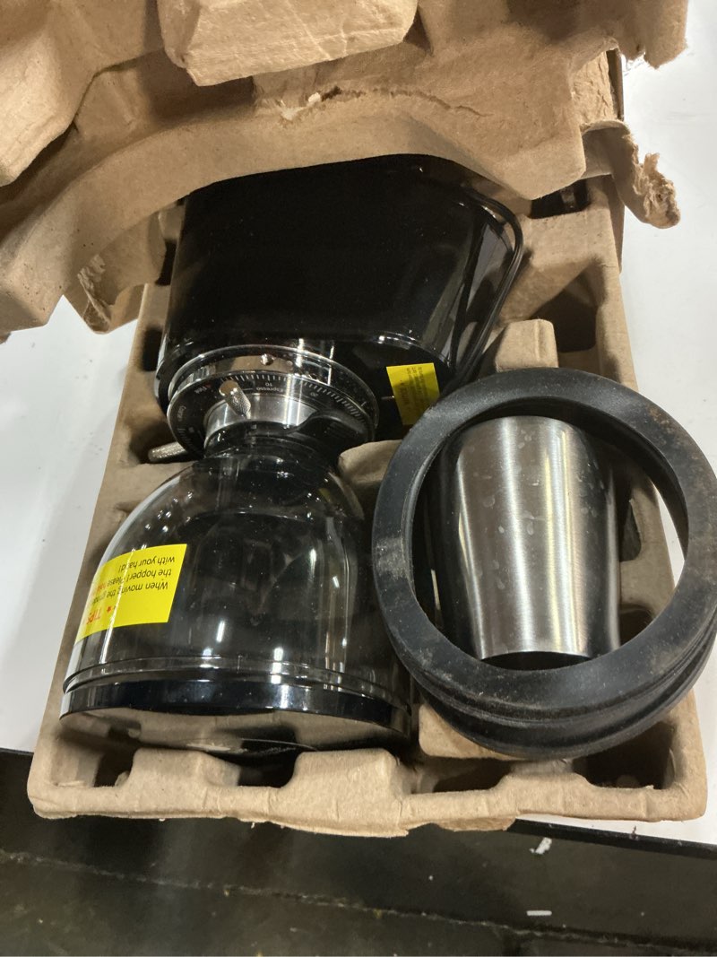 Condition photo showing As Is for SHARDOR Professional 64mm Burr Coffee Grinder with 100 Grind Settings and All-Metal Chamber, Coffee Bean Grinder with Adjustable Electronic Timer and LED Display, Anti-Static,Black