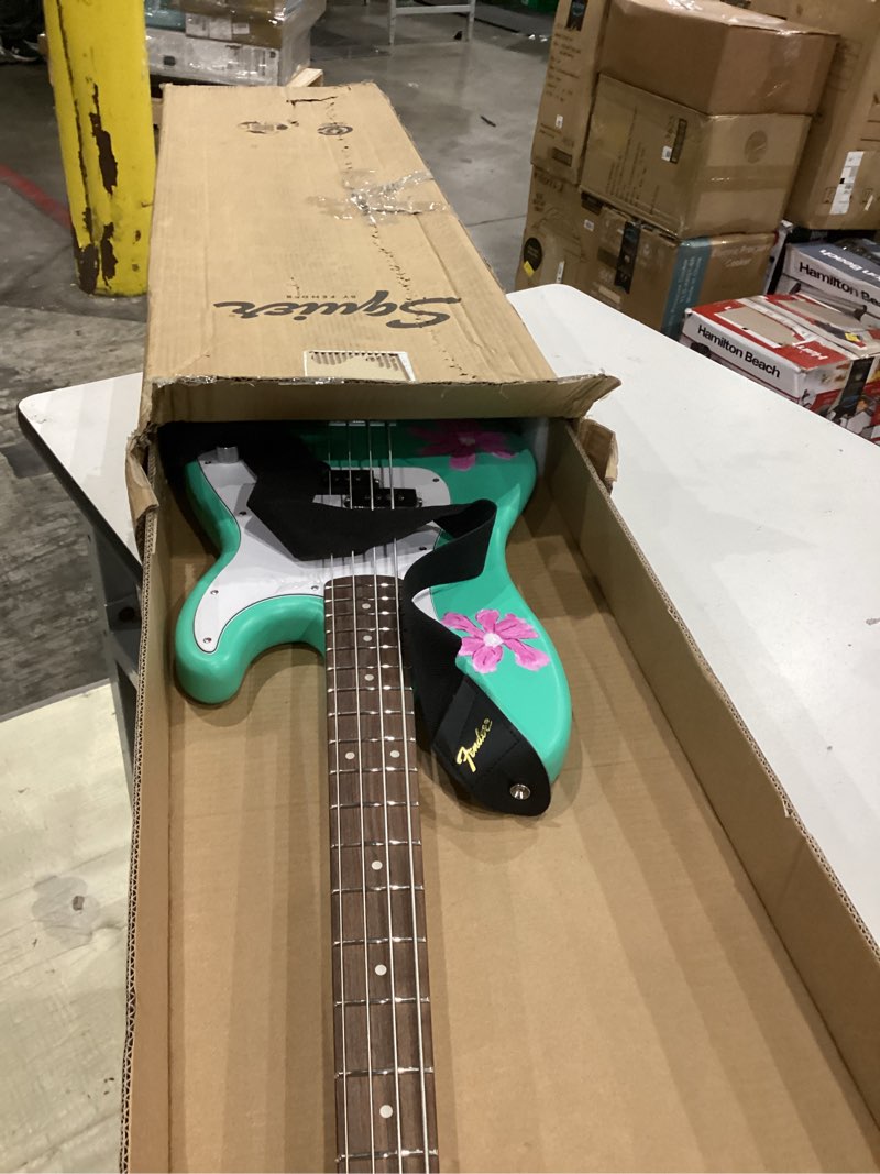 Condition photo showing Good Condition for fender squier debut series precision bass guitar, beginner guitar, 2-year warranty, includes free lessons, sea foam green with satin urethane finish guitar only sea foam green