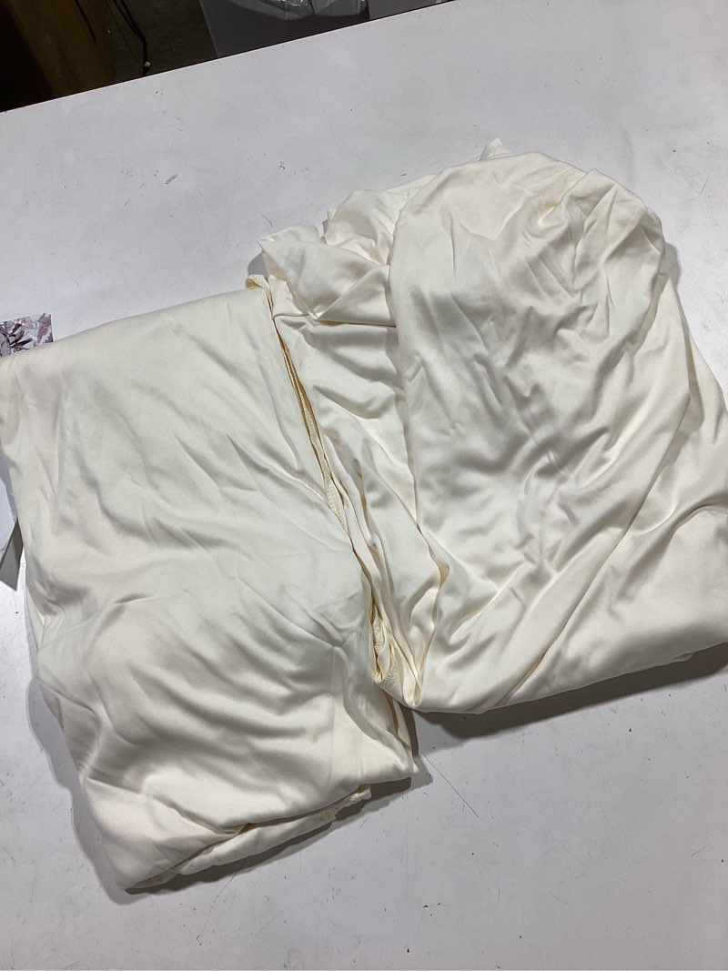 Condition photo showing Good Condition for 10x10ft wrinkle free ivory backdrop curtain for parties soft fabric drapes wedding ivory curtain backdrop for birthday party decorations background for photography 5x10ft,2 panels w5' x h10'(2 panels) ivory