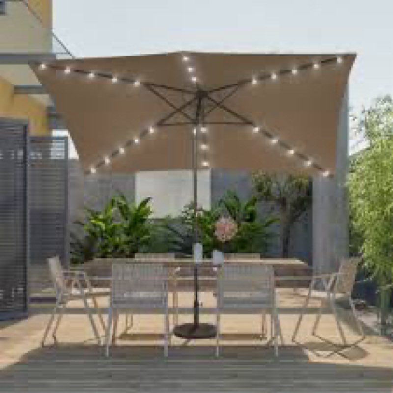 Buono 10' x 6.5' Rectangular Lighted Market Umbrella
