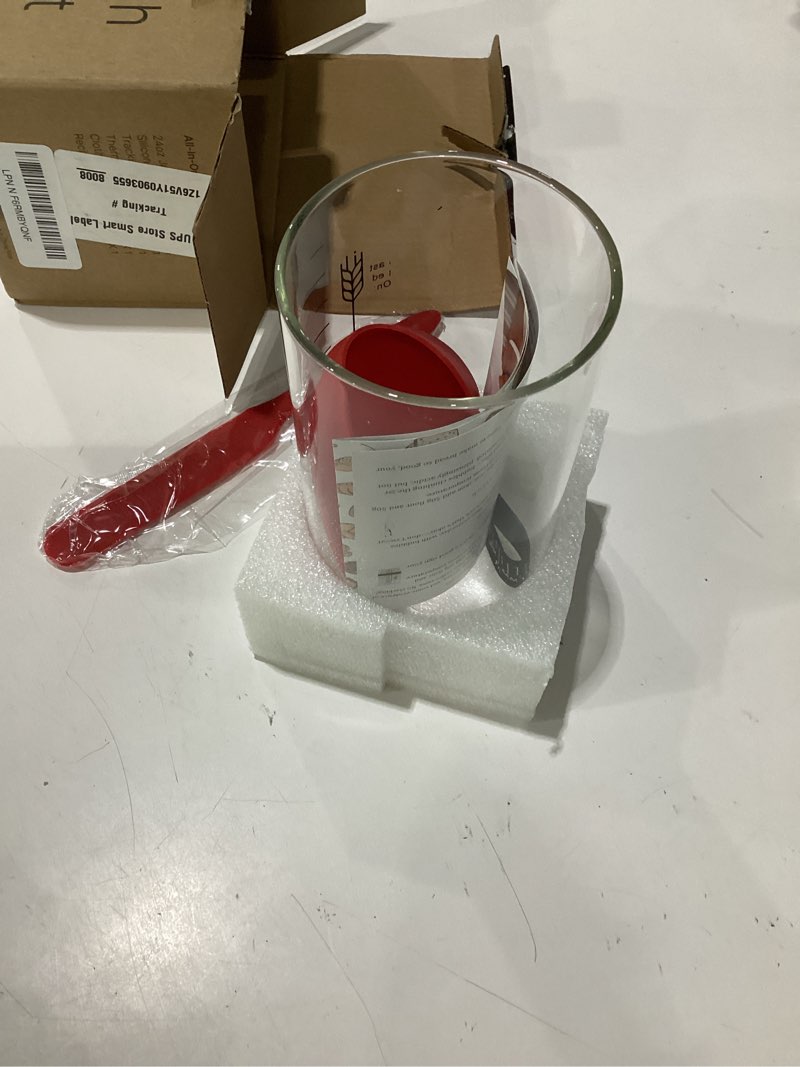 Condition photo showing Good Condition for sourdough starter jar kit, 24 oz wide mouth sour dough starter jars glass, sourdough bread baking supplies, sourdough tools for beginners and pro, 1 pack 24 oz *1 (silicone lid)