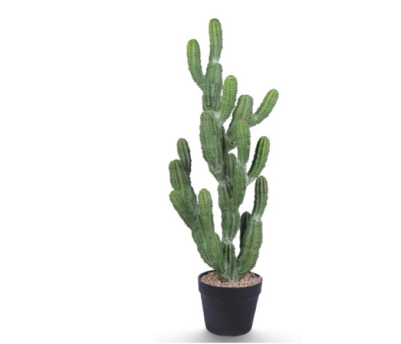 Artificial Cactus Plant 32 Inch Faux Desert Cacti Fake Cactus Potted Plant with Black Planter for Home Garden Office Indoor Outdoor Decoration