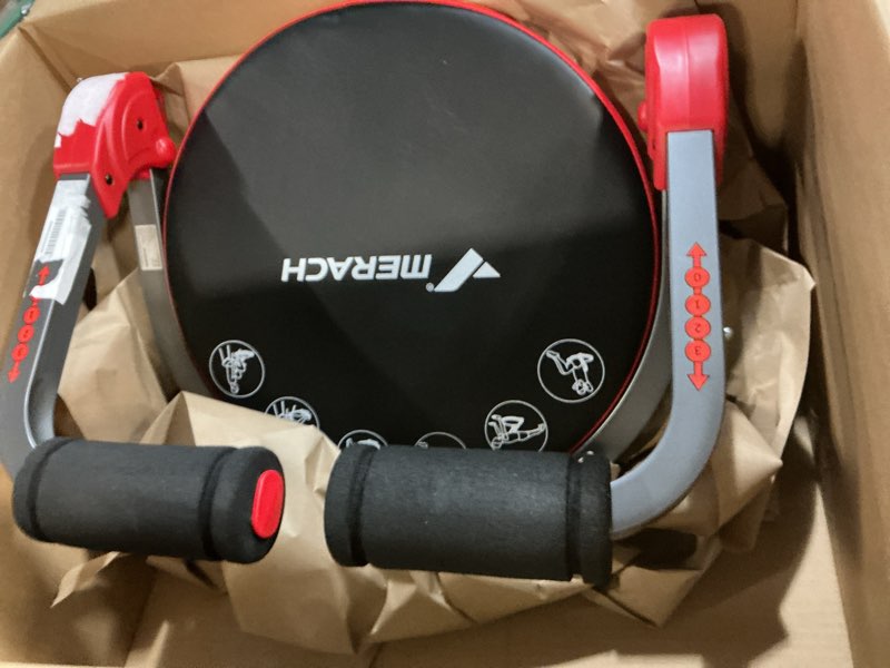 Condition photo showing As Is for MERACH Ab Machine, Sit Up Exercise Equipment with 3 Adjustable Resistance Levels, Automatic Rebound Ab Crunch Machine for Core Workout, Ab Workout Equipment for Stomach Round(Red)