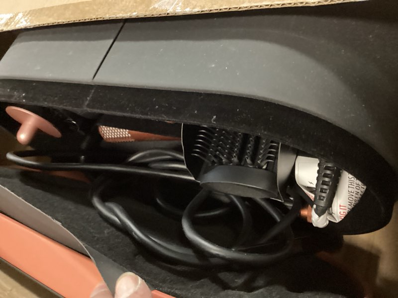 Condition photo showing As Is for Dyson Airwrap i.d.™ Multi-Styler, Allure Winner, Bluetooth Connected, No Heat Damage, 6-in-1 Versatility, Intelligent Hair Styler Complete Diffuse for Curly to Coily Hair - Amber Silk