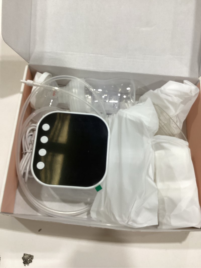 Condition photo showing As Is for lulia double electric breast pump, breastfeeding pump 4 modes & 9 levels, low noise, anti-backflow & led display, bpa free, portable breast pumps with 24mm flange white