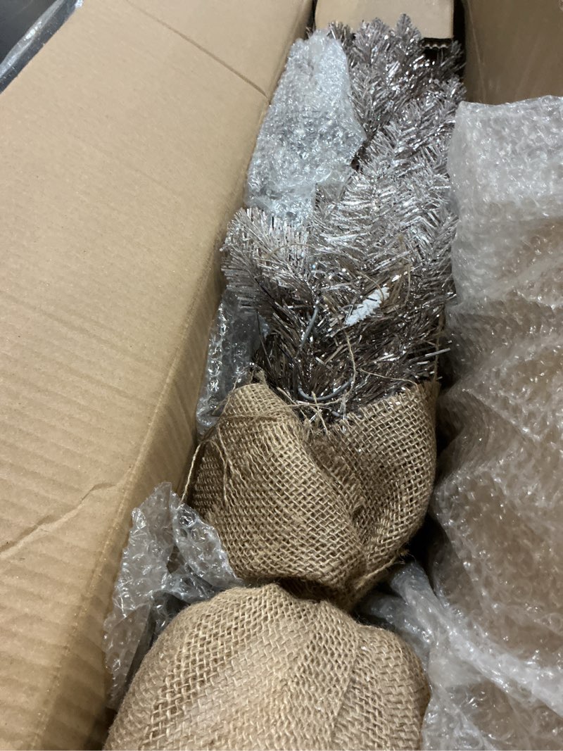 Condition photo showing Good Condition for 3 ft pre-lit rose gold tree, 97 tips, 50 ul clear incandescent lights, burlap base