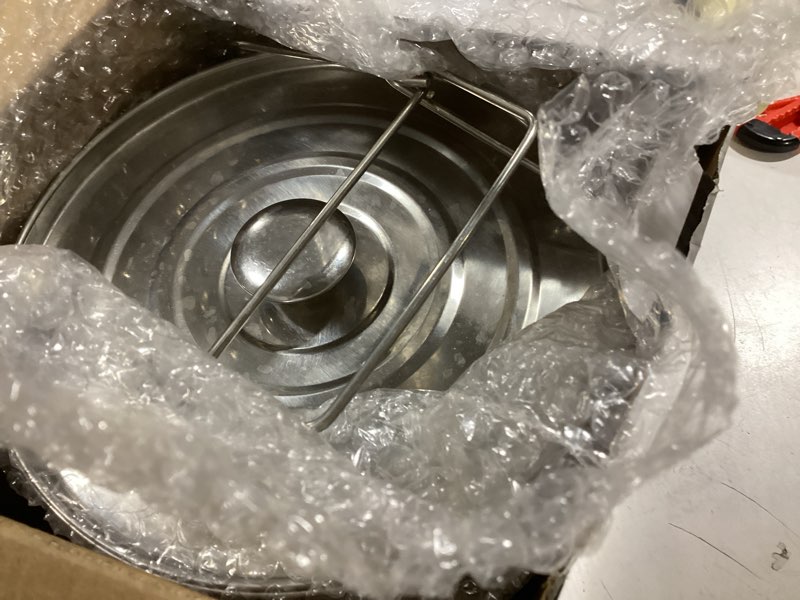 Condition photo showing Good Condition for Stackable Stainless Steel Steamer Pots Set - 3 Tier Pans for 6QT Pressure Cookers, Dishwasher Safe Insert Cookware Instant Pot Accessories Stacking Pots for Steaming, Cooking, Serving