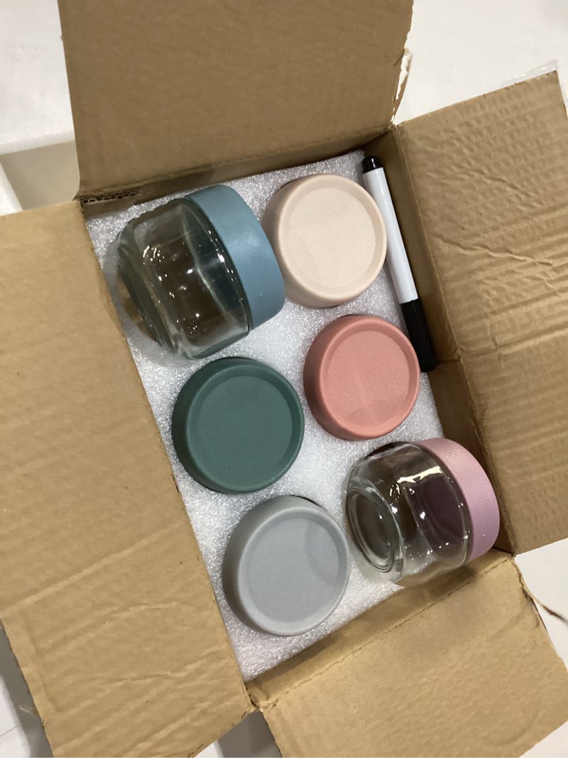 Condition photo showing New/Like New for netany 6 pack 4 oz glass baby jars with airtight lids, glass baby food storage containers,overnight oats containers with lids | microwave, dishwasher & freezer safe | includes 10 labels 4oz
