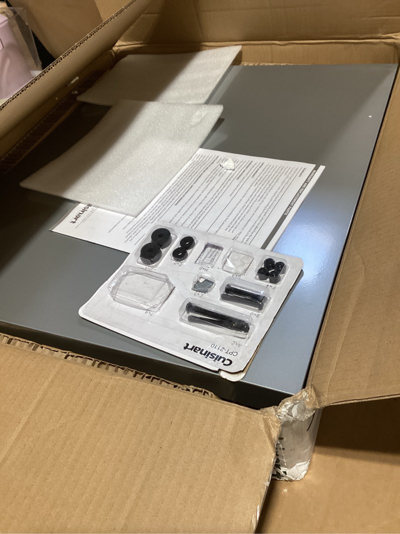 Condition photo showing Good Condition for cuisinart fold ‘n go prep table, portable folding table and grill stand with tool hooks, trash bag holder, paper towel rack, 24” x 20” steel food prep station perfect for bbqs, tailgates and camping