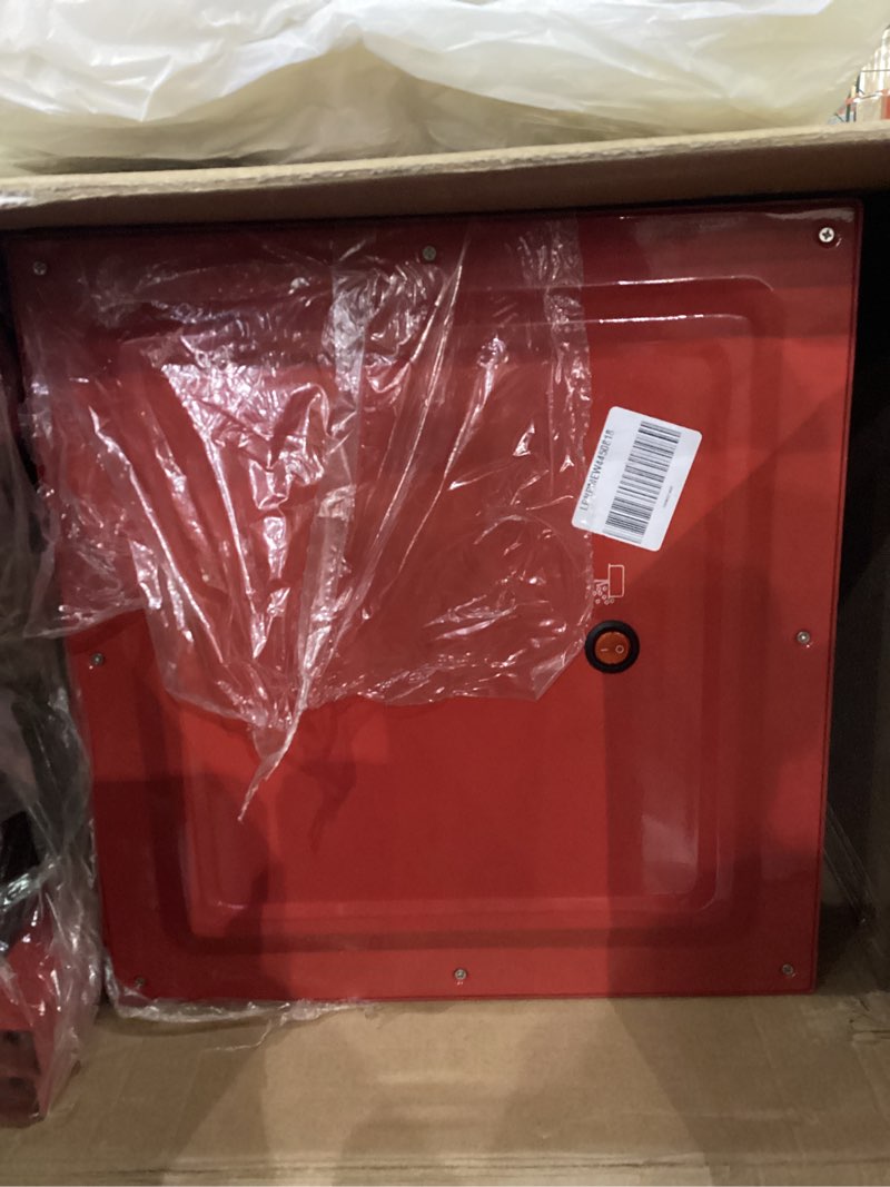 Condition photo showing As Is for Nostalgia Coca-Cola Popcorn Maker - 48-Inch Vintage Movie Theater Style Cart with 2.5 Oz Kettle, 10 Cup Capacity, Lighted Interior, Storage Compartment, and Wheels - Red Coke Red 2.5 Oz Vintage Classic
