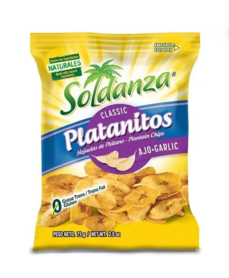 Snack Platanito Soldanza Ajo Bolsa 71 g ( 24 pack) ( EXP 08/18/2025)