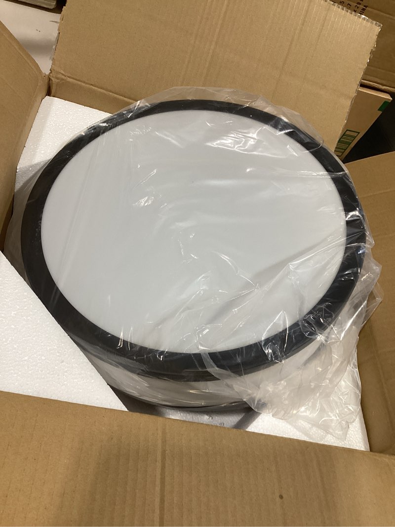 Condition photo showing Good Condition for led flush mount ceiling light, 15 inch, 24w dimmable 3000k 4000k 5000k matte black modern round ceiling light fixture for kitchen, hallway, bathroom, stairwell, lms-054 black 15 inch