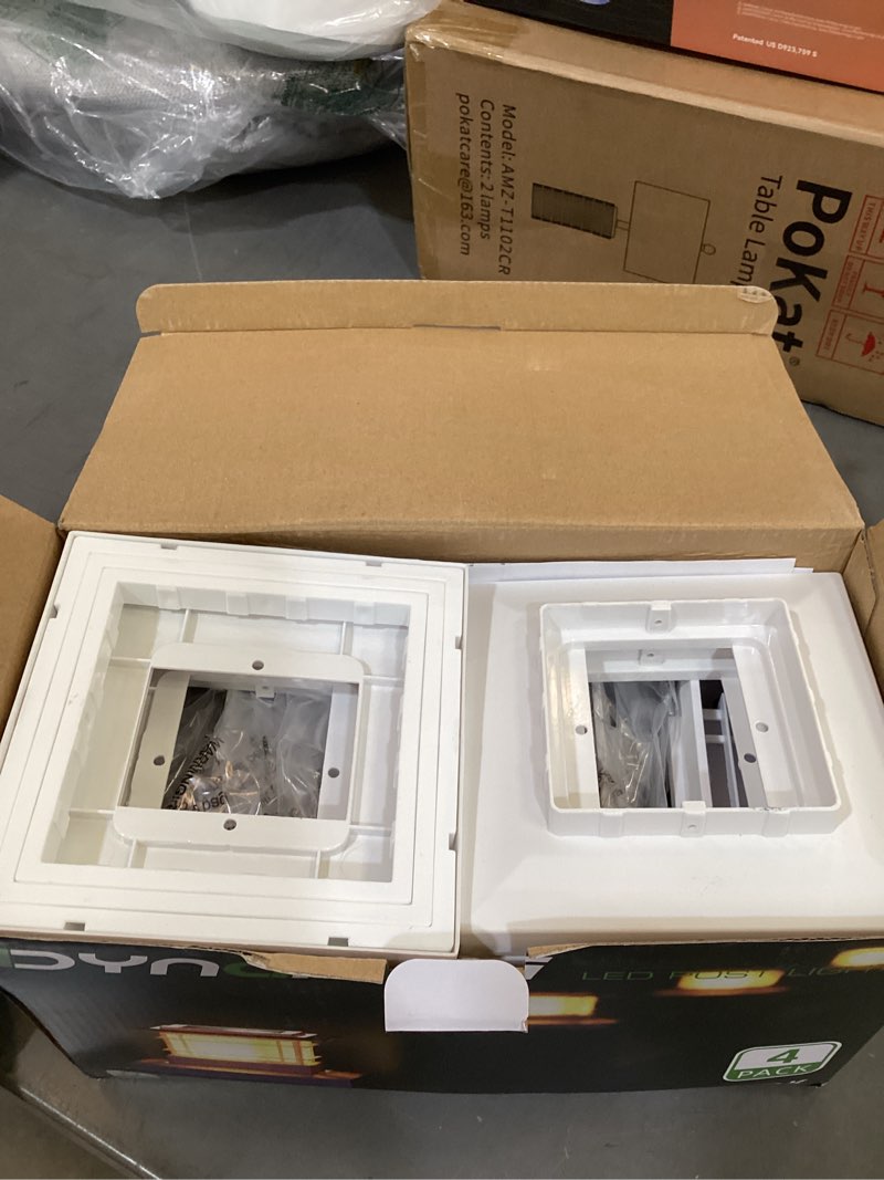 Condition photo showing New/Like New for dynaming 4 pack solar post cap lights outdoor with flickering flame light, white shell fence post solar lights fit 4x4 5x5 vinyl/wooden posts, brightness led lighting decor for garden deck patio white flickering flame 4 pack